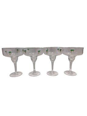 Madison Home Clear Glass Palm Tree Icon Margarita Beach Luau Glasses Set of 4
